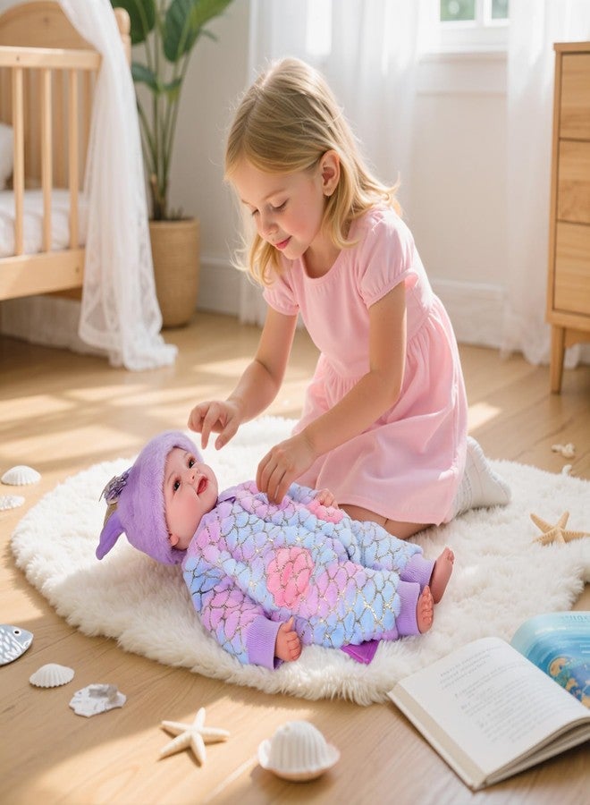 BABESIDE Mermaid Baby Doll Girl-17inch Realistic Soft Baby Dolls with Sparkling Mermaid Outfit & Accessories, Cute Mermaid Toys for 3+ Year Old Girls Gifts, Pretend Play, Collection - Image 3